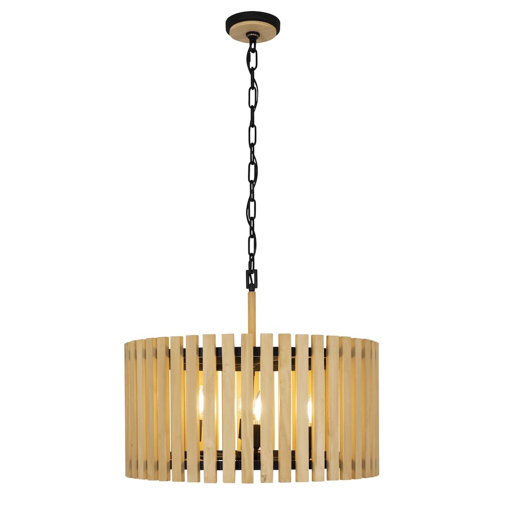Suratto 6-Lt   Pendant - Matte Black/Honey Blonde. Picture 2