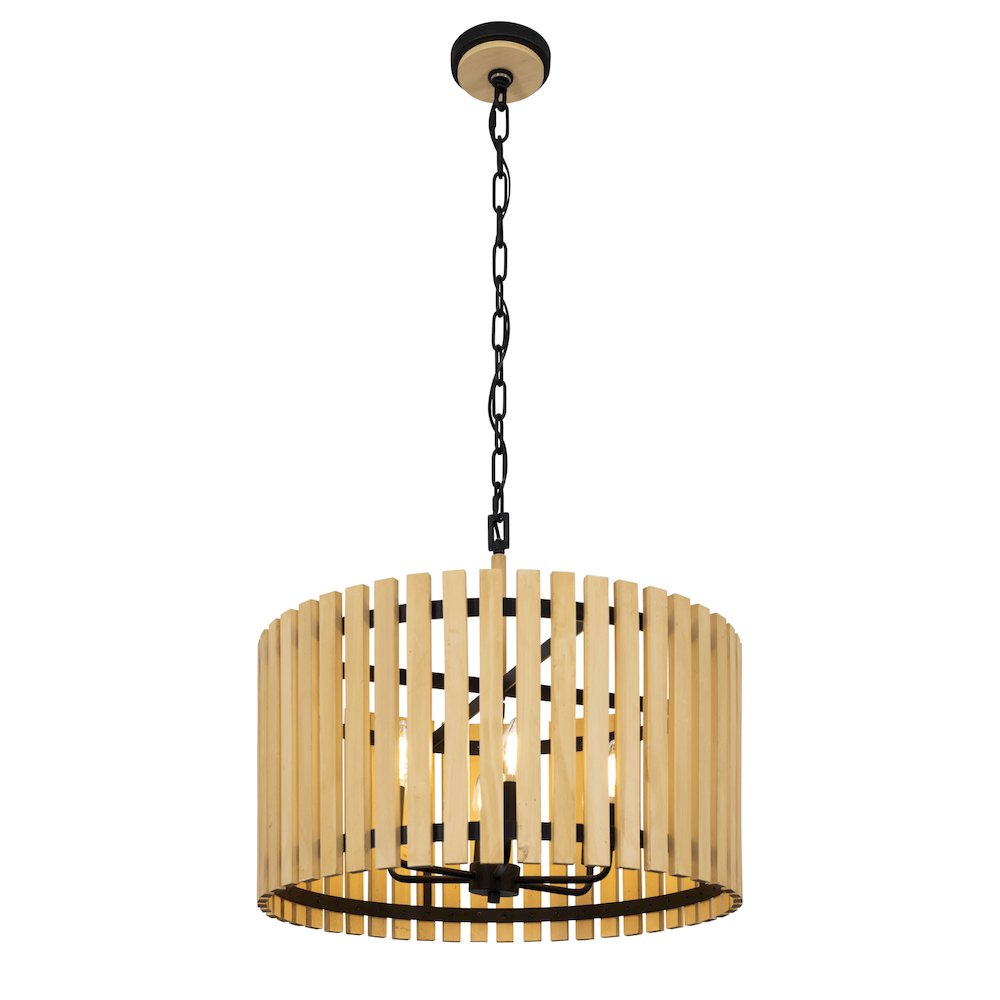 Suratto 6-Lt   Pendant - Matte Black/Honey Blonde. Picture 3