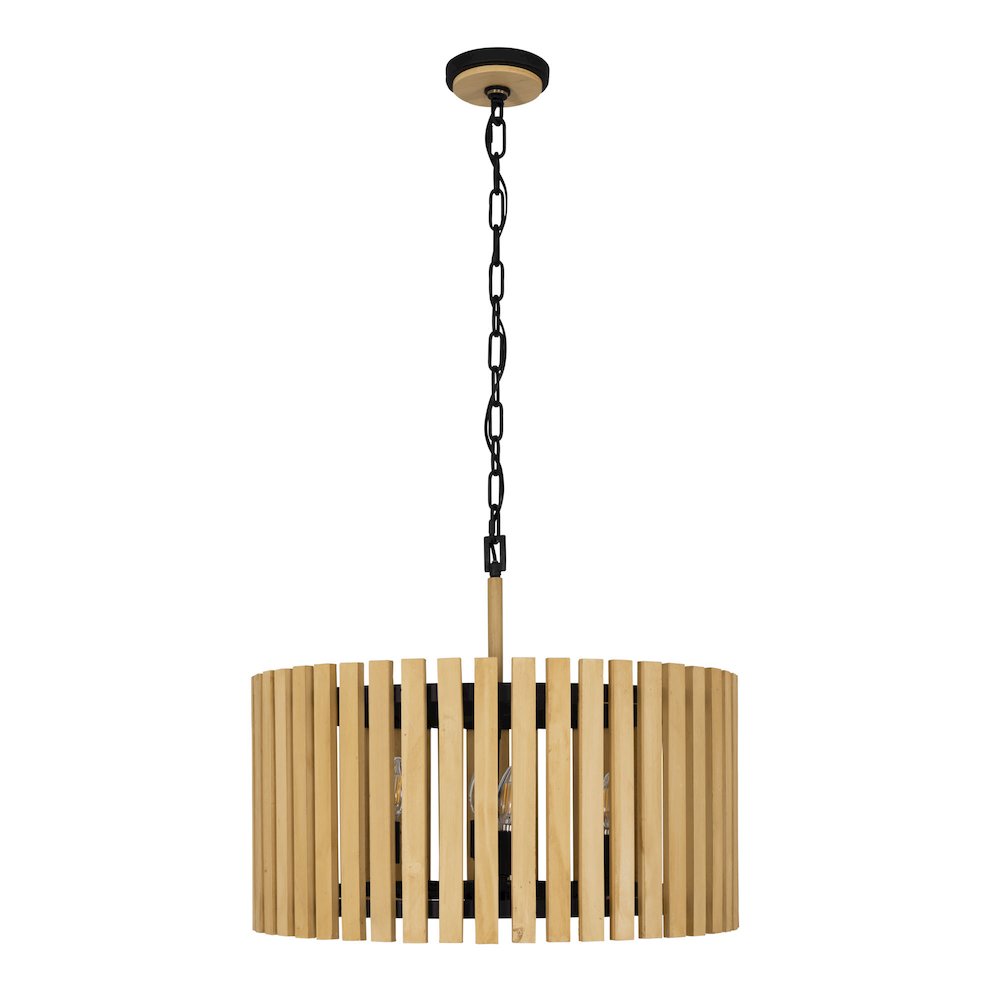 Suratto 6-Lt   Pendant - Matte Black/Honey Blonde. Picture 5