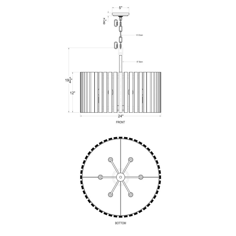 Suratto 6-Lt   Pendant - Matte Black/Honey Blonde. Picture 8