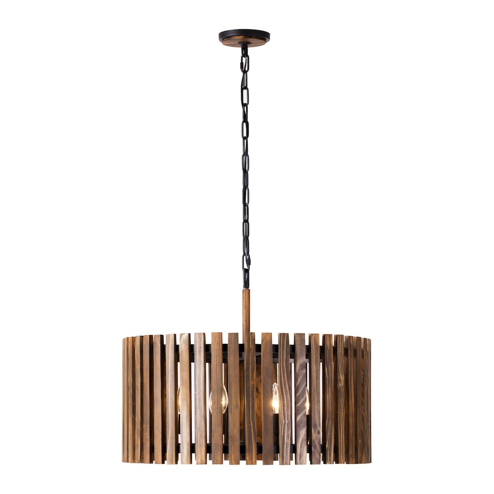 Suratto 6-Lt   Pendant - Matte Black/Medium Walnut. Picture 1