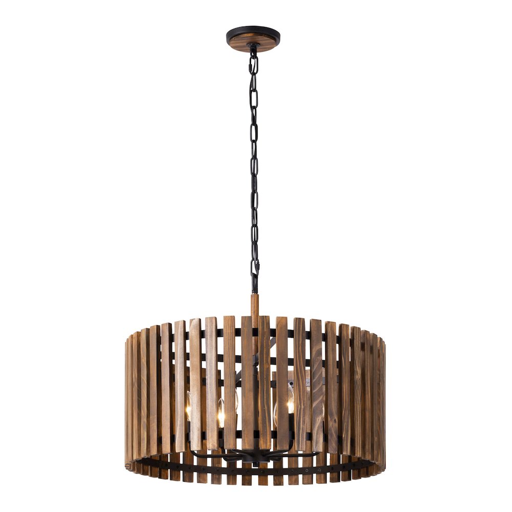 Suratto 6-Lt   Pendant - Matte Black/Medium Walnut. Picture 2