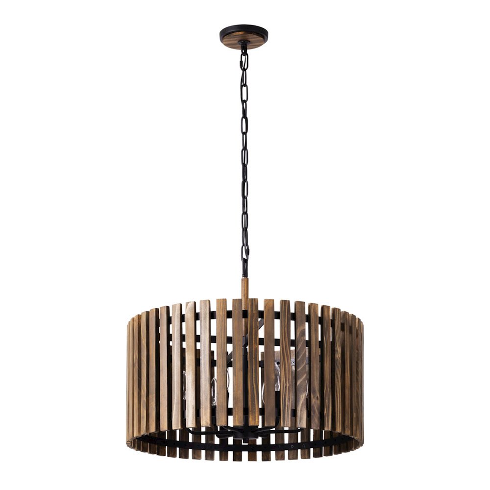 Suratto 6-Lt   Pendant - Matte Black/Medium Walnut. Picture 3