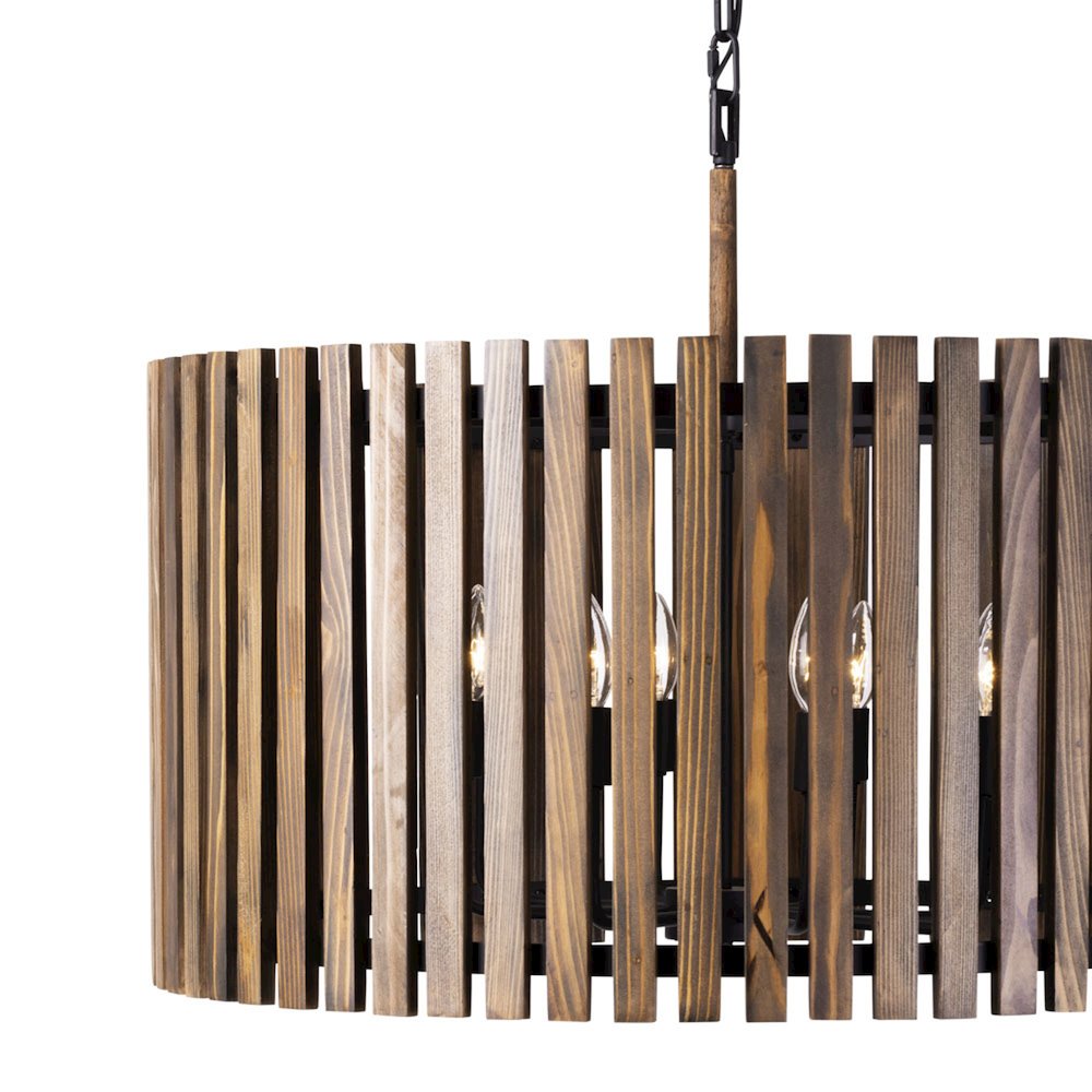 Suratto 6-Lt   Pendant - Matte Black/Medium Walnut. Picture 4