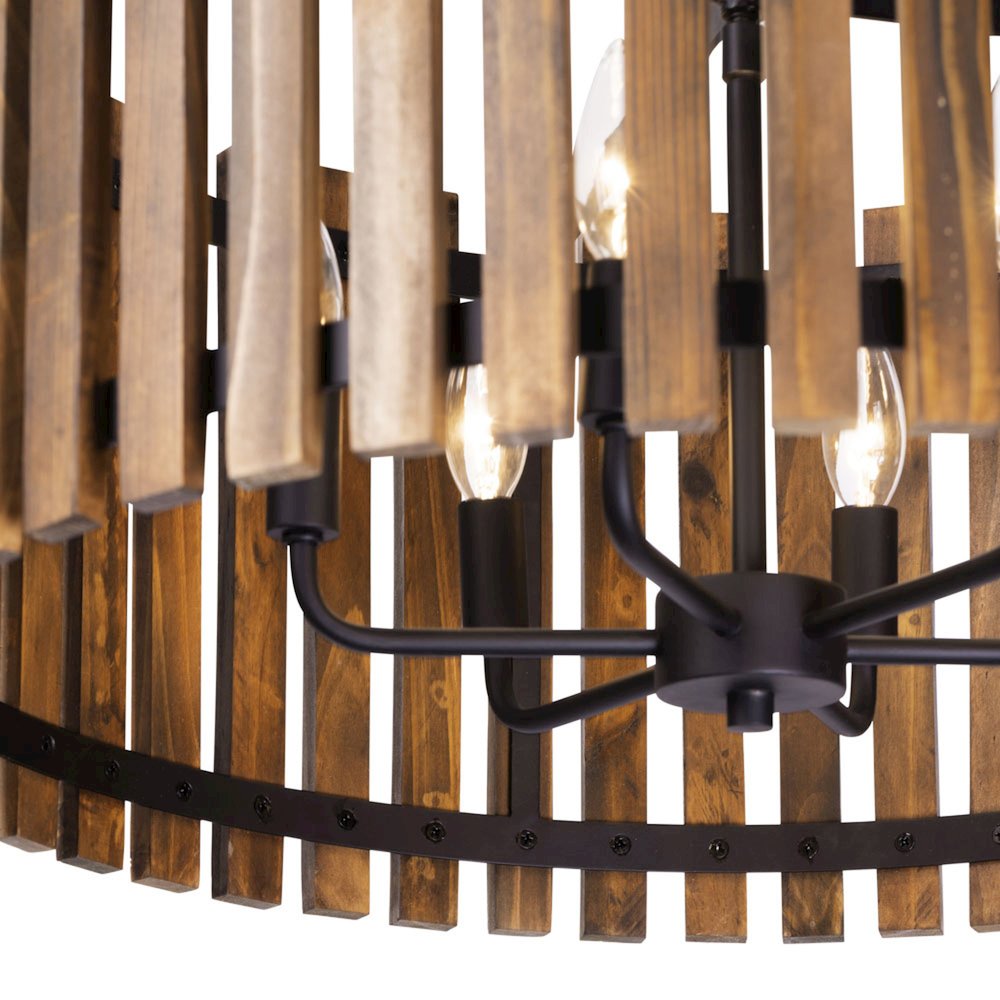 Suratto 6-Lt   Pendant - Matte Black/Medium Walnut. Picture 6