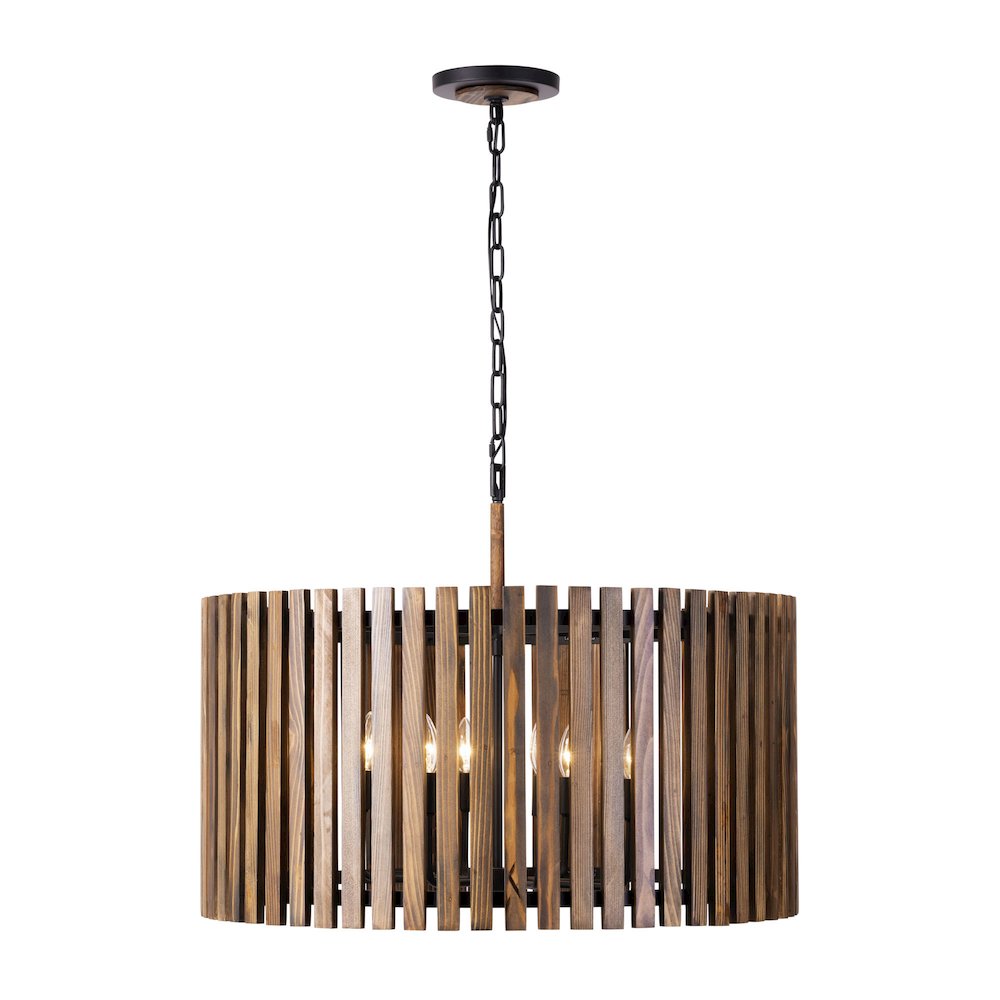 Suratto 8-Lt   Pendant - Matte Black/Medium Walnut. Picture 1