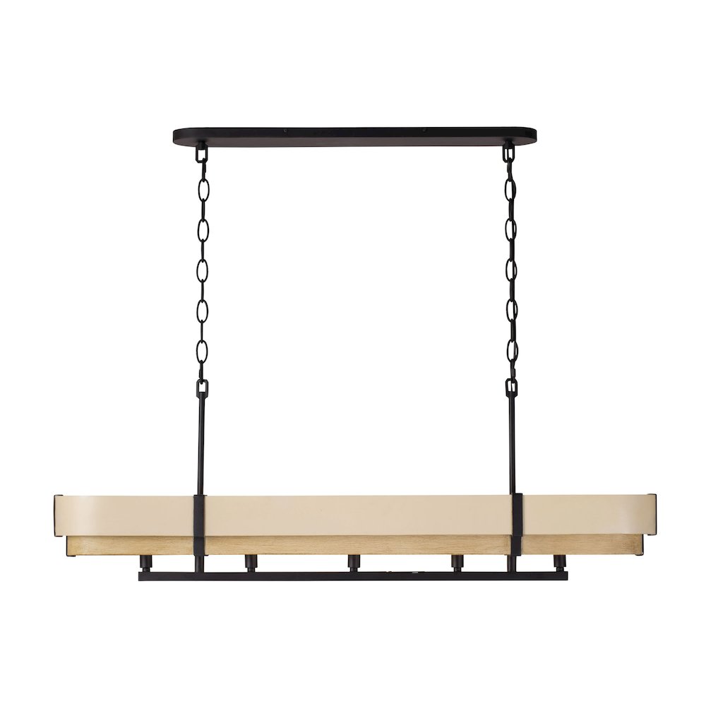 Blonde Moment 5-Lt   Linear Pendant - Matte Black/Honey/Medium Oak. Picture 2