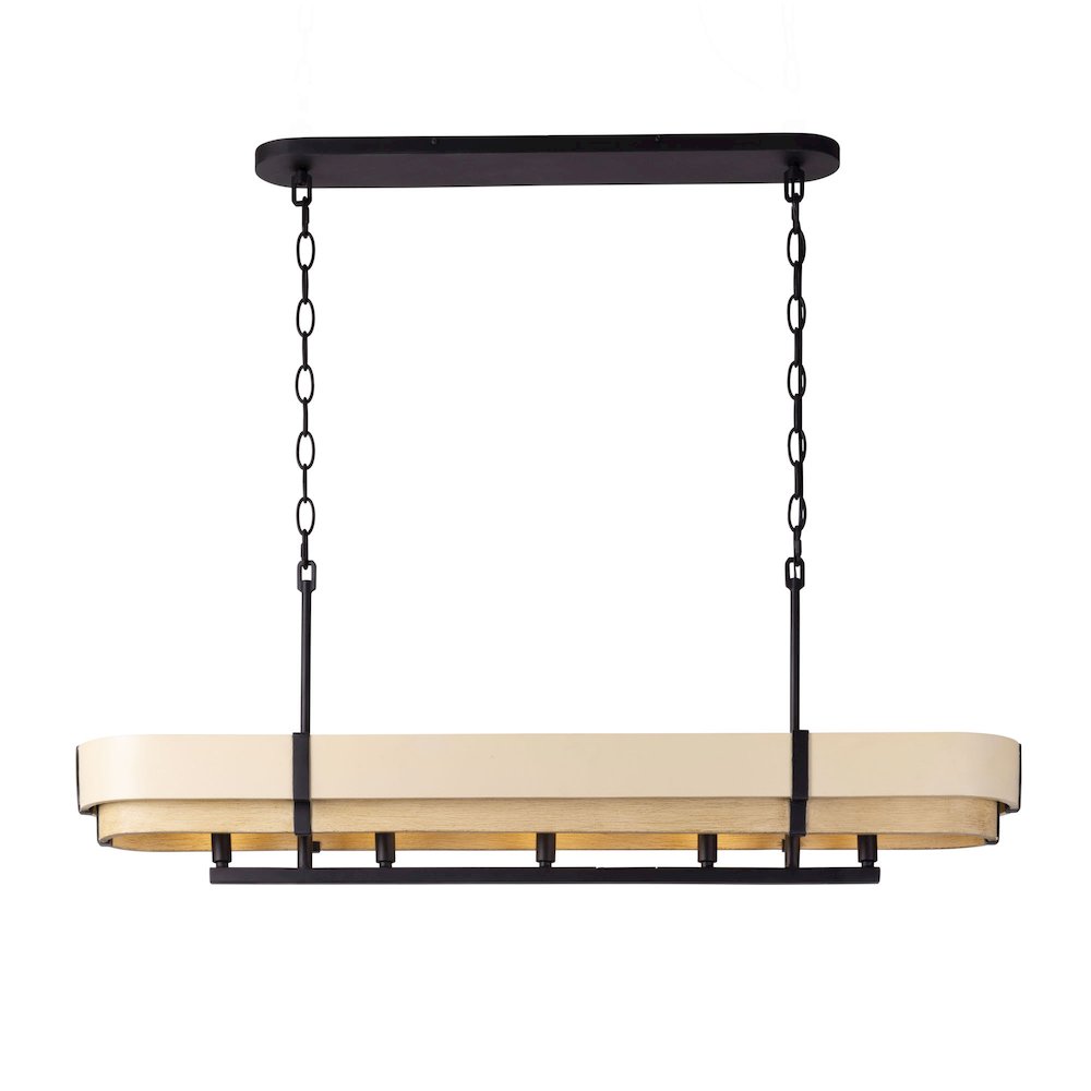 Blonde Moment 5-Lt   Linear Pendant - Matte Black/Honey/Medium Oak. Picture 3