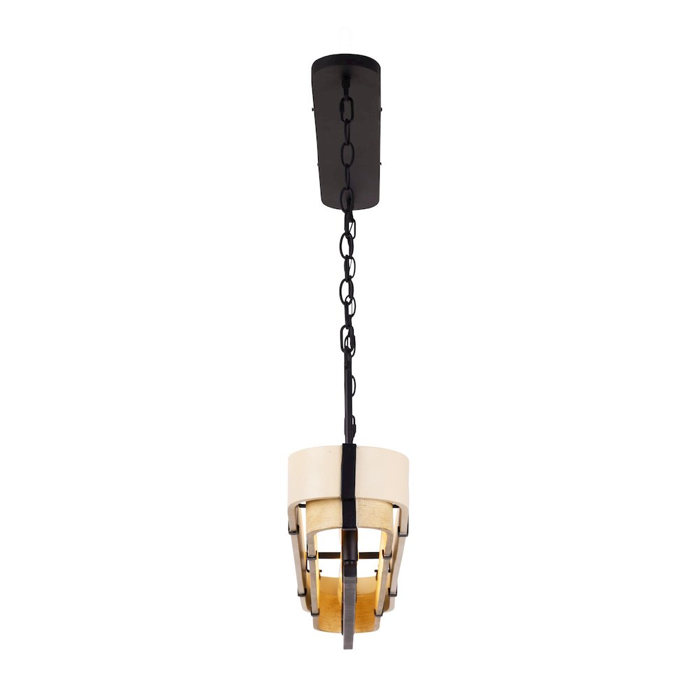 Blonde Moment 5-Lt   Linear Pendant - Matte Black/Honey/Medium Oak. Picture 4