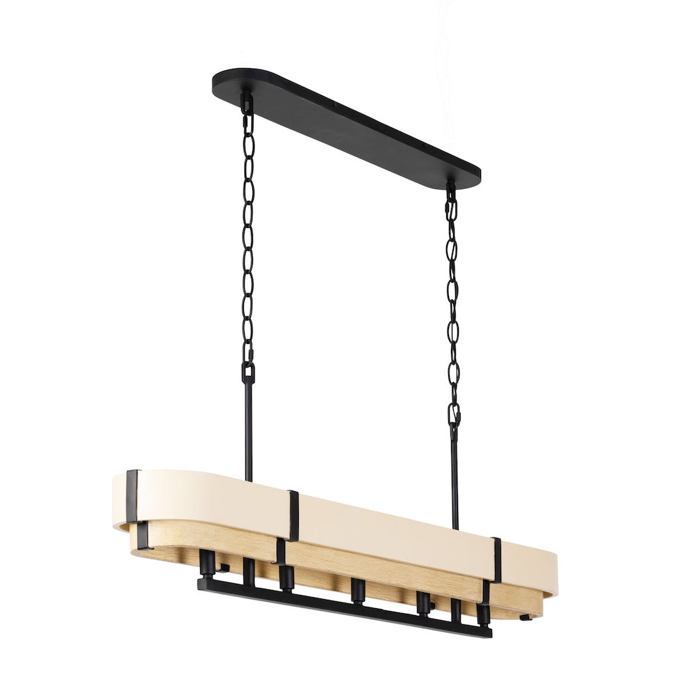 Blonde Moment 5-Lt   Linear Pendant - Matte Black/Honey/Medium Oak. Picture 5