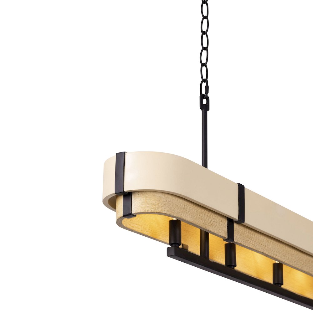 Blonde Moment 5-Lt   Linear Pendant - Matte Black/Honey/Medium Oak. Picture 6