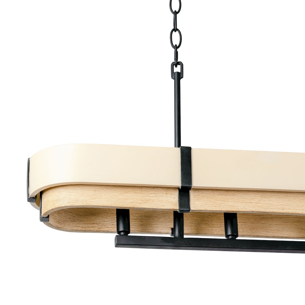 Blonde Moment 5-Lt   Linear Pendant - Matte Black/Honey/Medium Oak. Picture 7