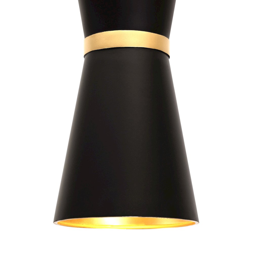 Mad Hatter 2-Lt   Pendant - Matte Black/French Gold. Picture 5