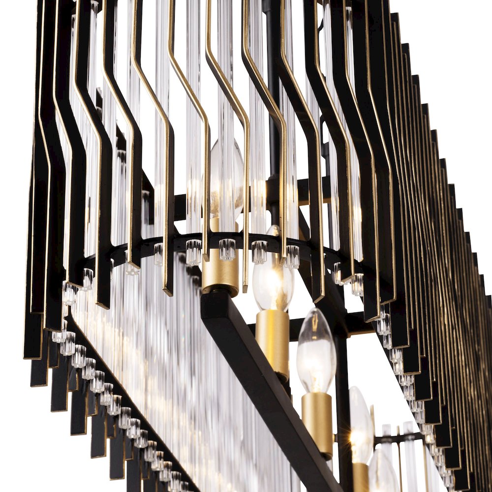 Park Row 5-Lt   Linear Pendant - Matte Black/French Gold. Picture 6