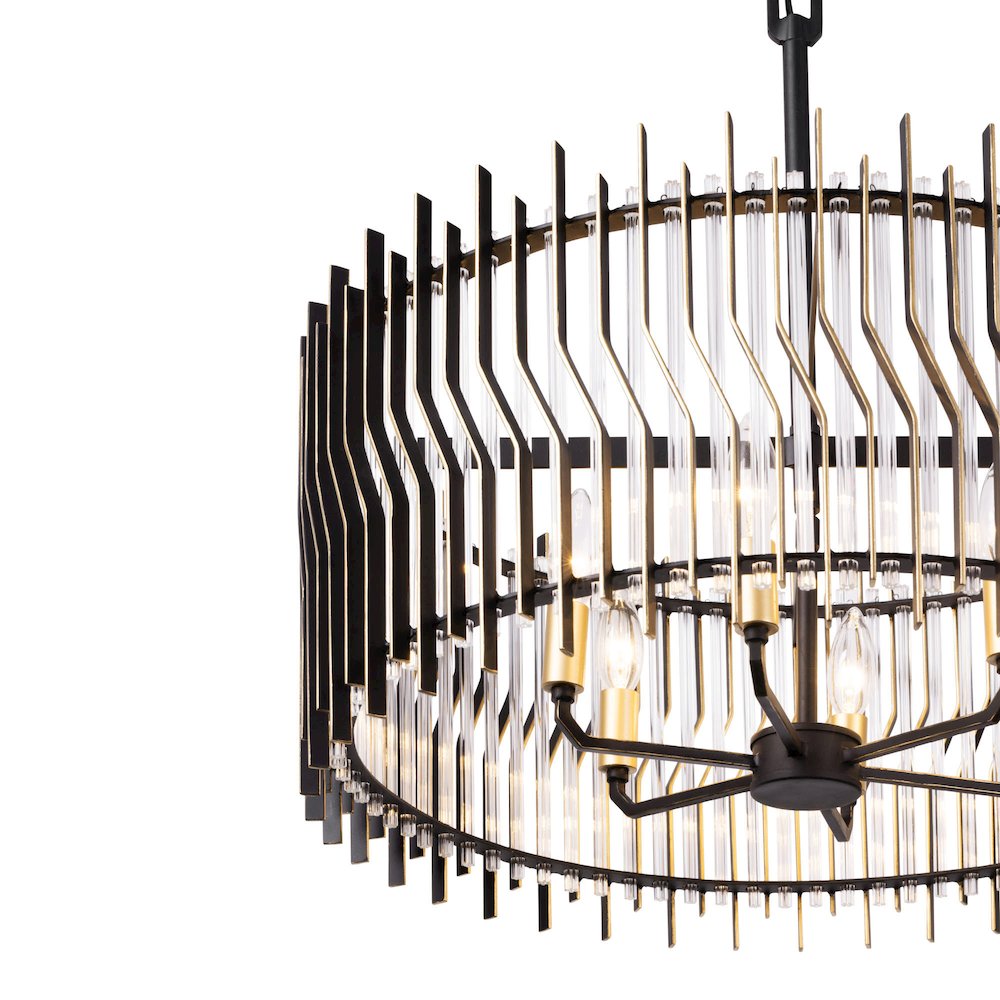 Park Row 6-Lt   Pendant - Matte Black/French Gold. Picture 5