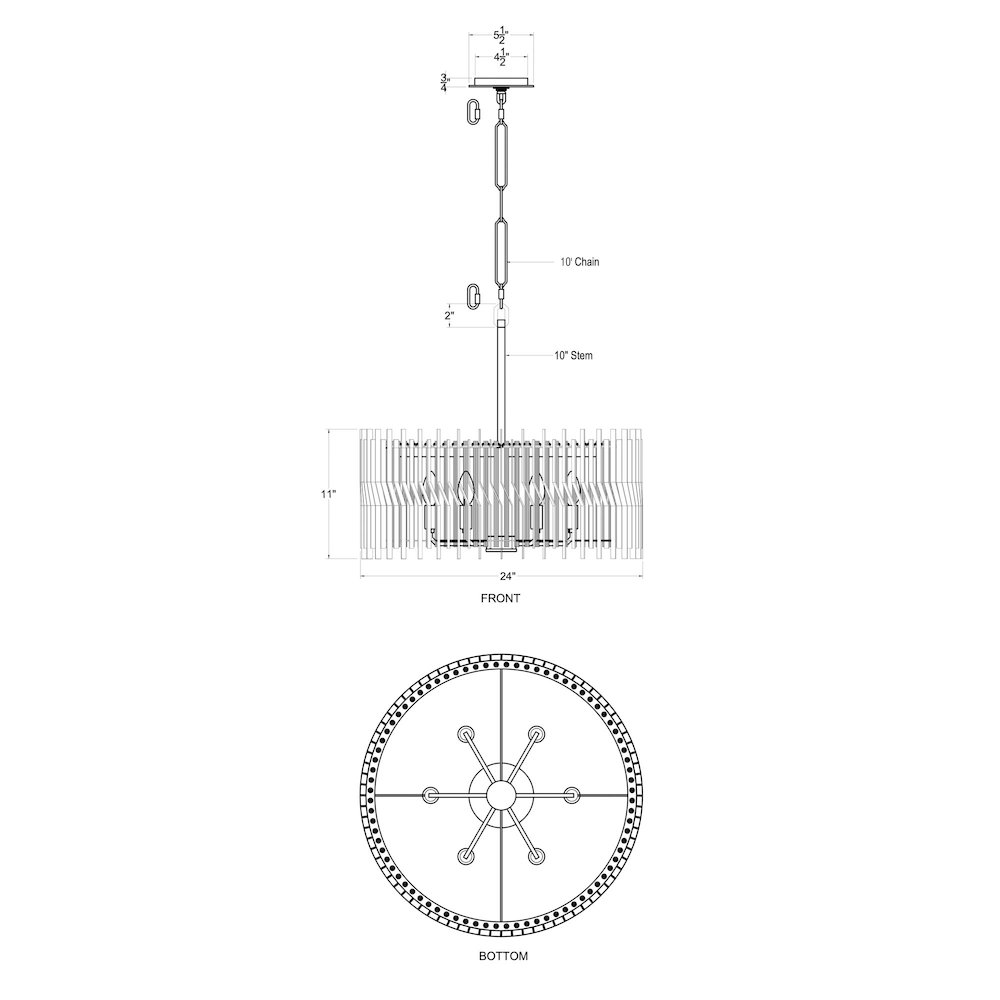 Park Row 6-Lt   Pendant - Matte Black/French Gold. Picture 6