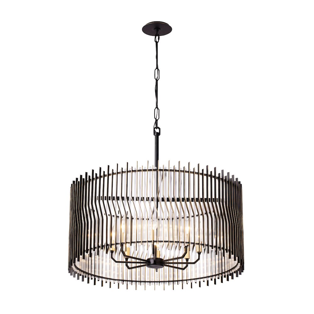 Park Row 8-Lt   Pendant - Matte Black/French Gold. Picture 2