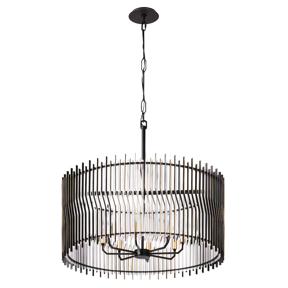 Park Row 8-Lt   Pendant - Matte Black/French Gold. Picture 3