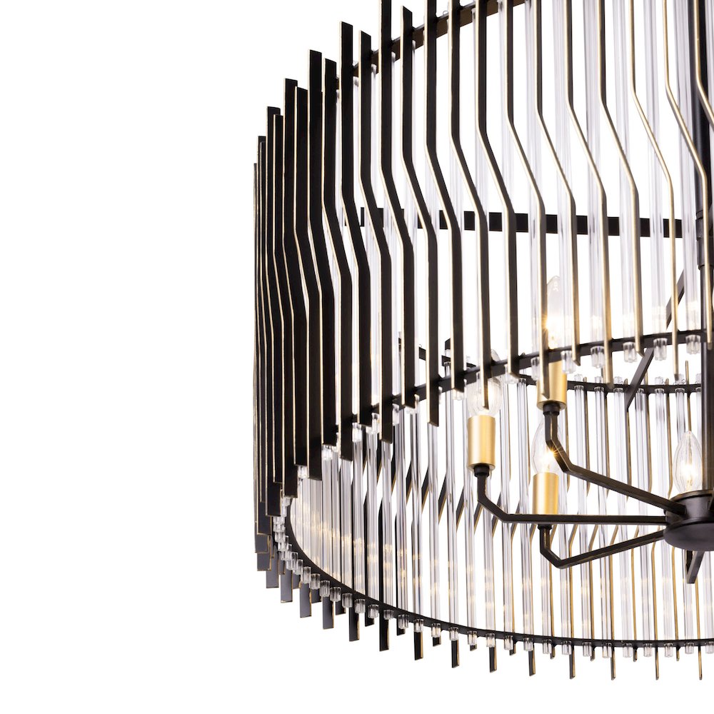 Park Row 8-Lt   Pendant - Matte Black/French Gold. Picture 4