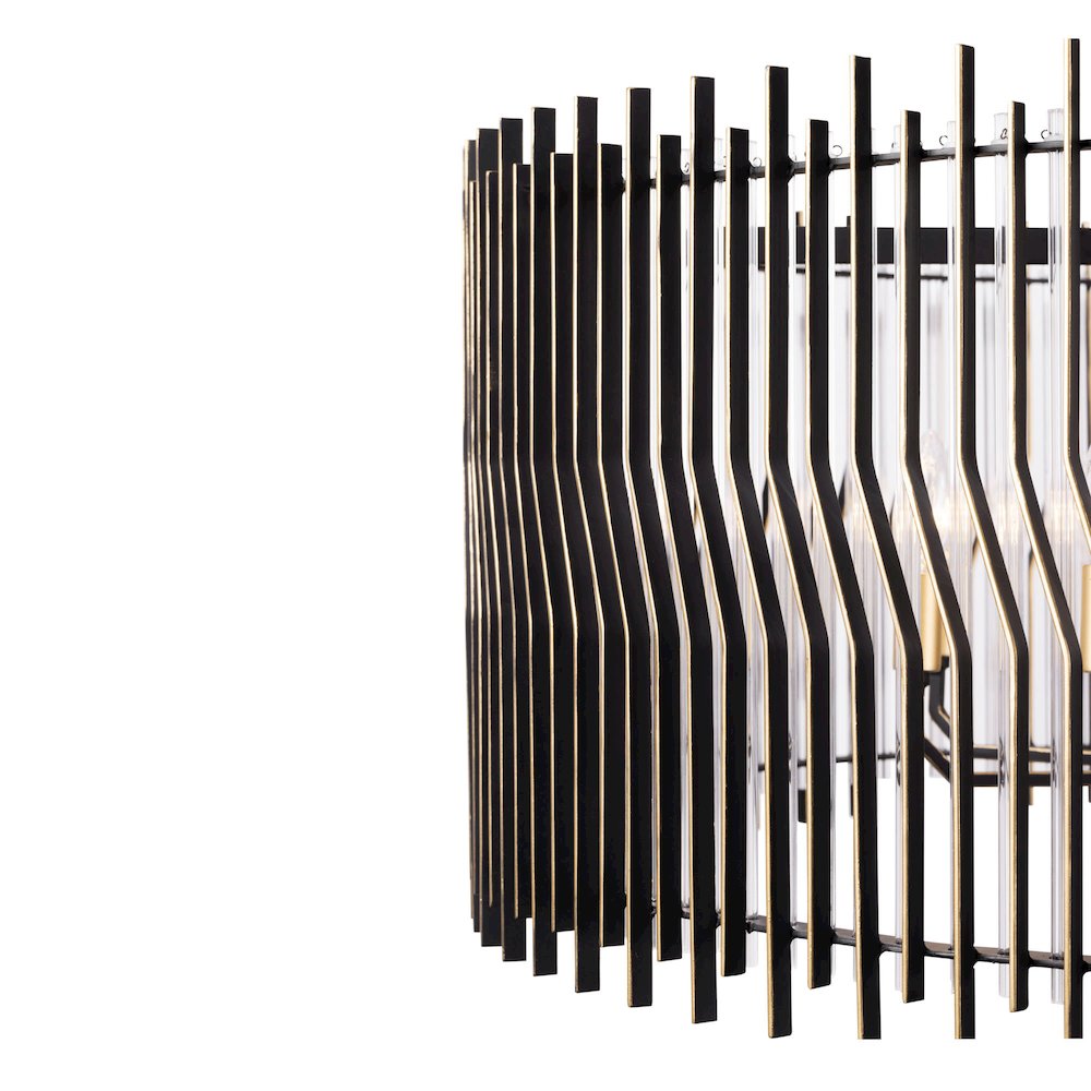 Park Row 10-Lt   Pendant - Matte Black/French Gold. Picture 6