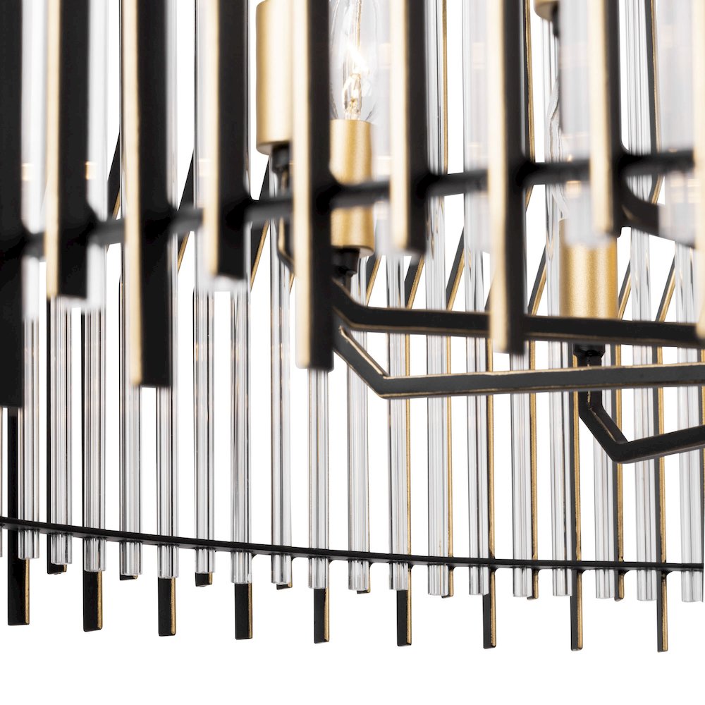 Park Row 10-Lt   Pendant - Matte Black/French Gold. Picture 7