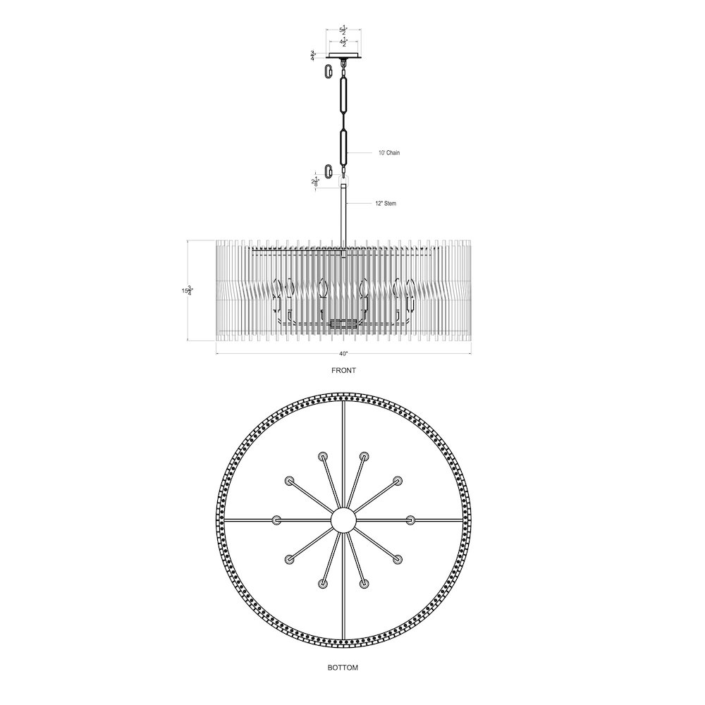 Park Row 10-Lt   Pendant - Matte Black/French Gold. Picture 8