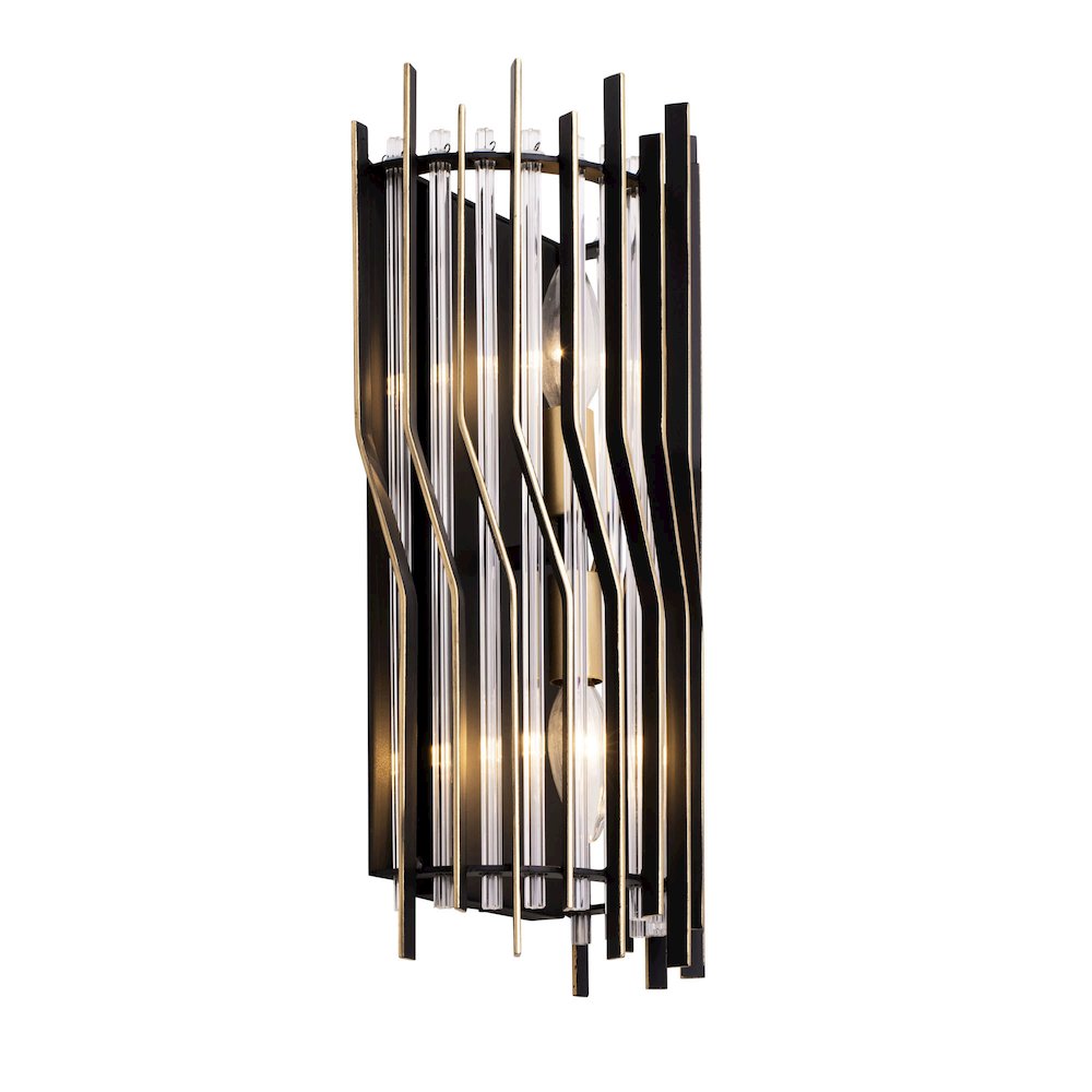 Park Row 2-Lt   Sconce - Matte Black/French Gold. Picture 2