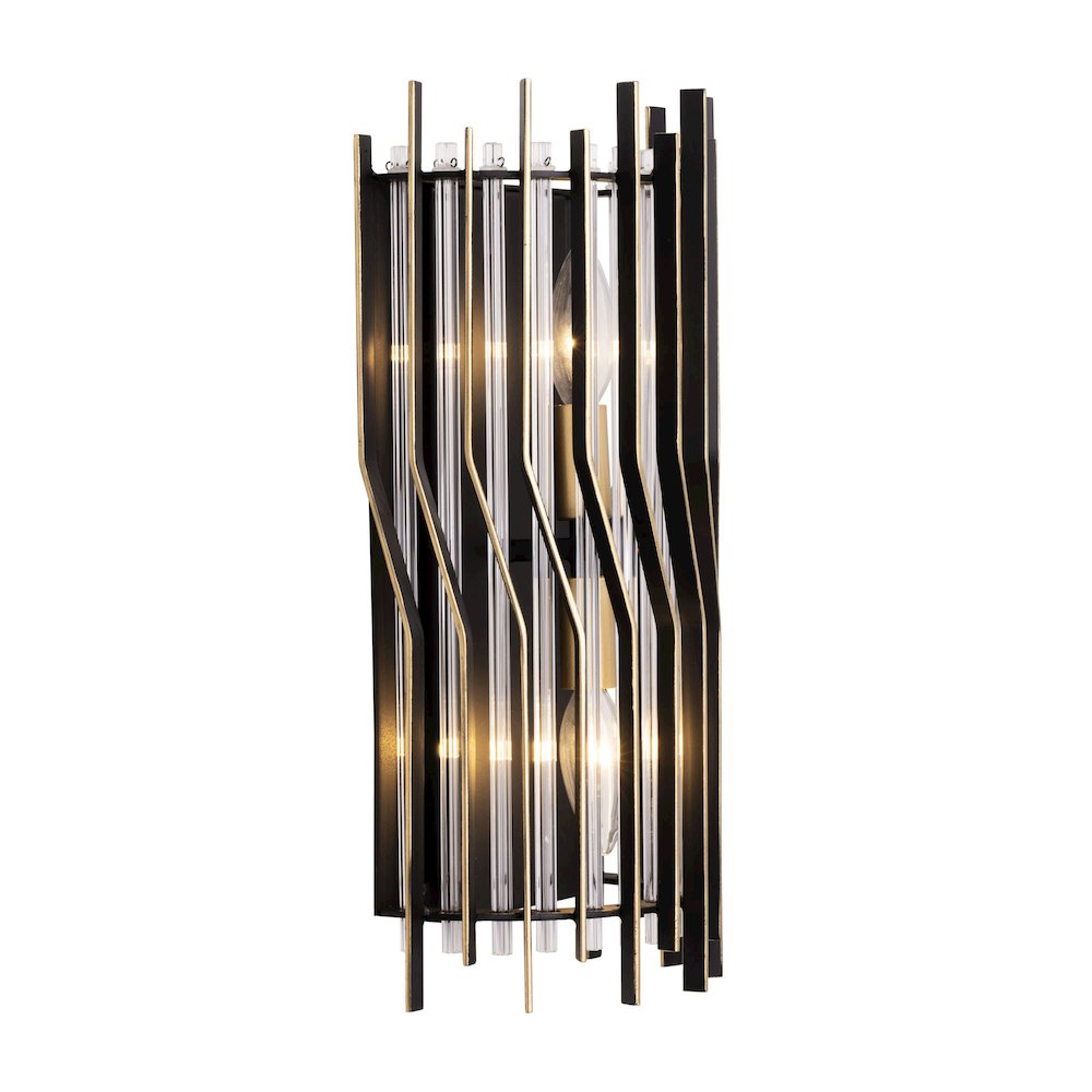 Park Row 2-Lt   Sconce - Matte Black/French Gold. Picture 4