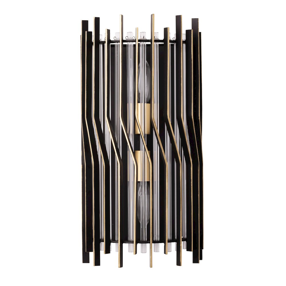 Park Row 2-Lt   Sconce - Matte Black/French Gold. Picture 5