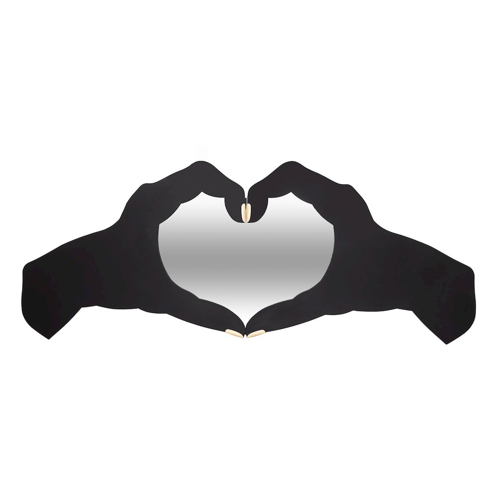 Loving Hands 60x24   Wall Mirror - Matte Black/French Gold. Picture 1