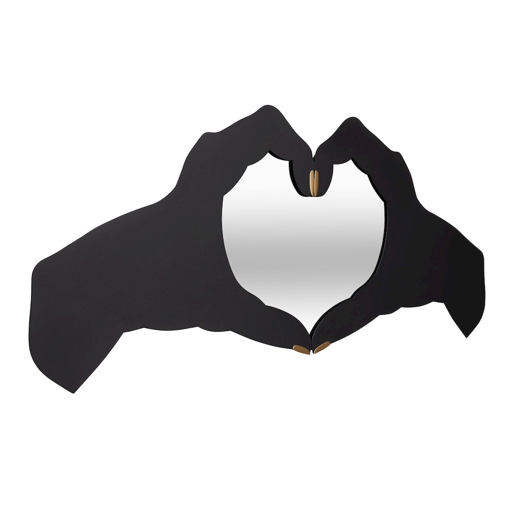 Loving Hands 60x24   Wall Mirror - Matte Black/French Gold. Picture 2