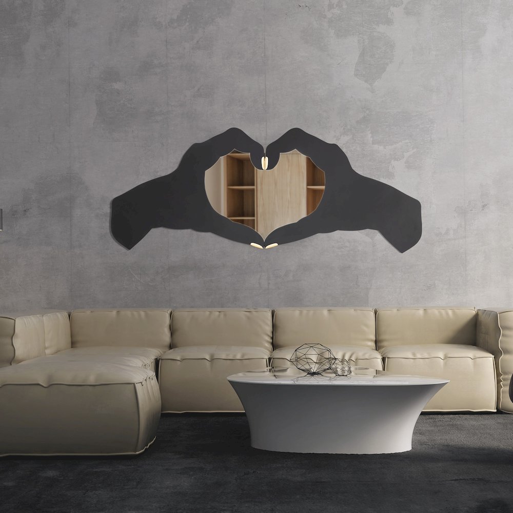 Loving Hands 60x24   Wall Mirror - Matte Black/French Gold. Picture 5