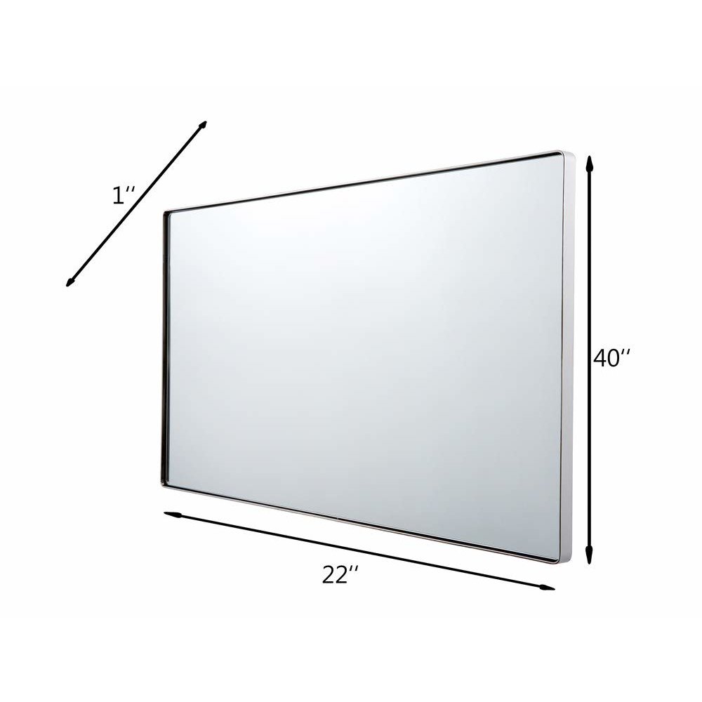Kye 22x40 Rounded Rectangular Wall Mirror - Polished Nickel. Picture 5