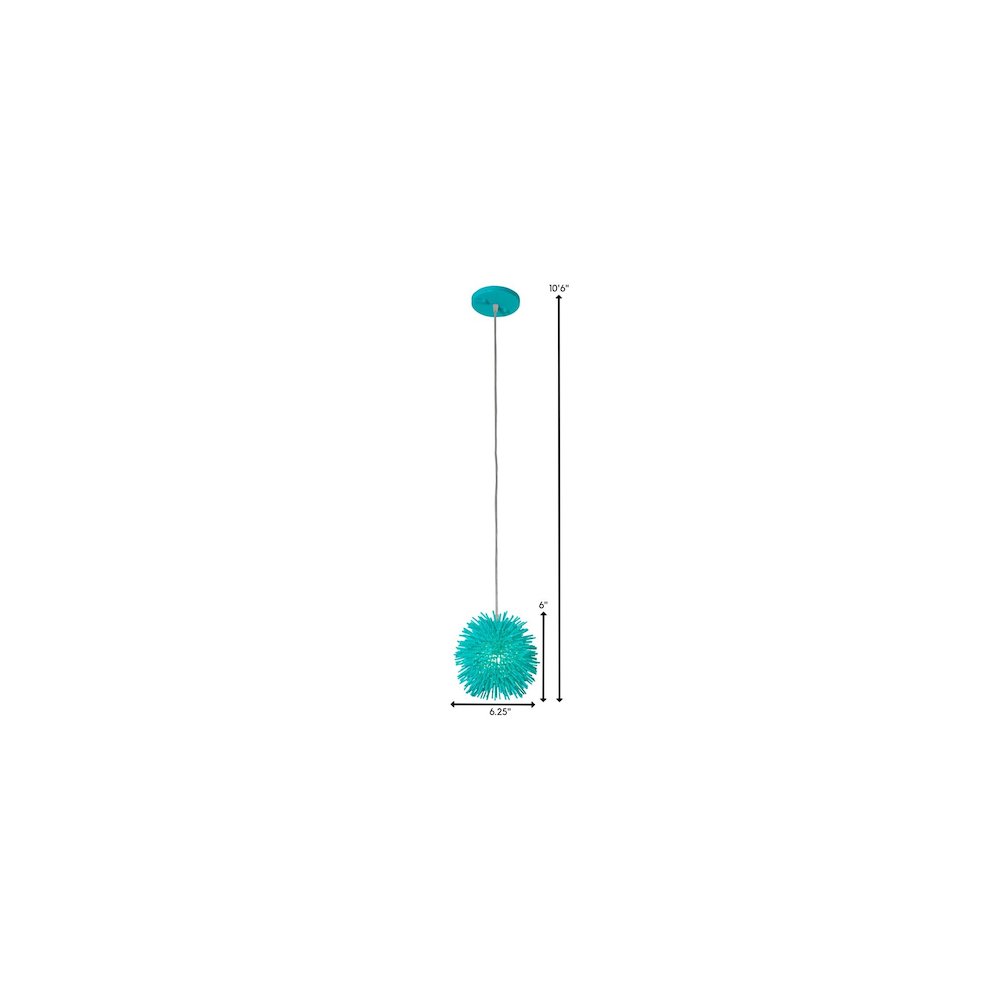 Urchin 1-Lt Uber Mini Pendant - Aqua Velvet. Picture 2