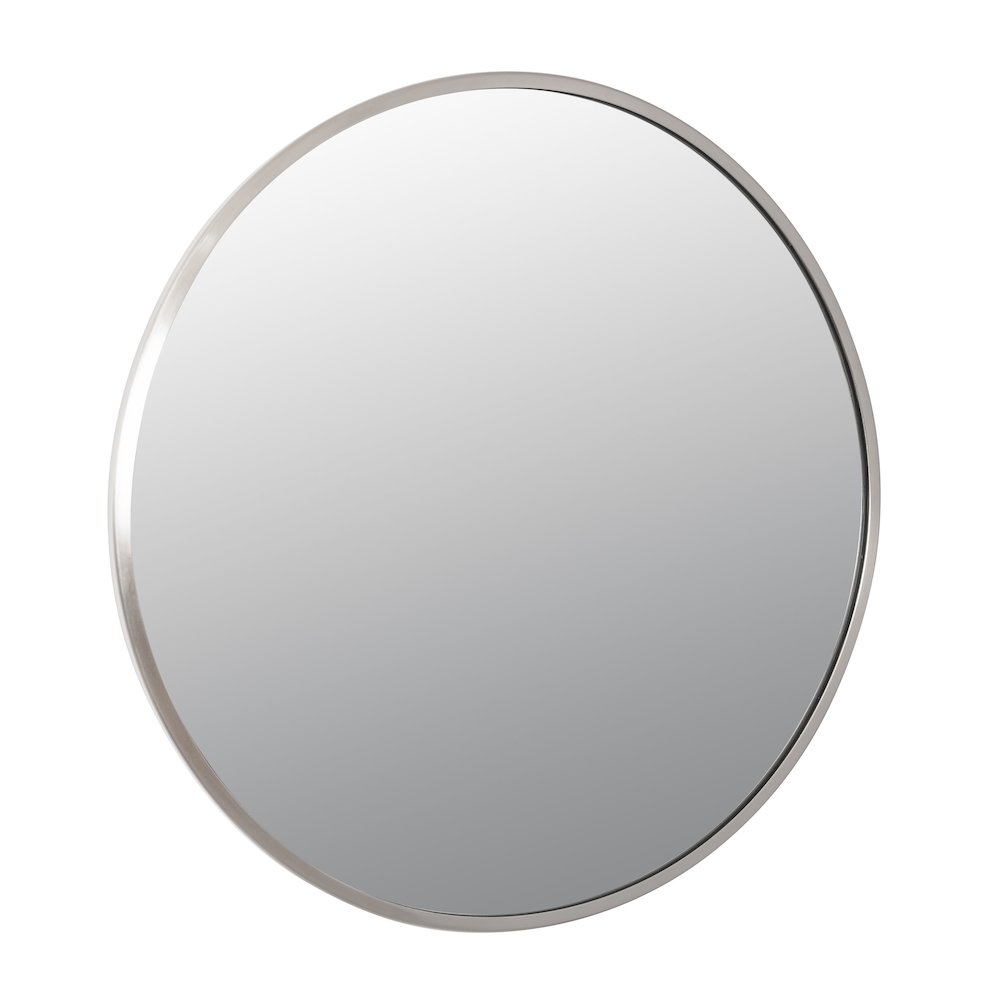 Cottage 30-in Round Mirror - Brushed Nickel. Picture 3