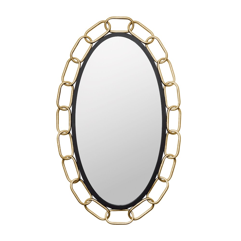 Chains of Love 24x40 Oval Wall Mirror - Matte Black/Textured Gold. Picture 1