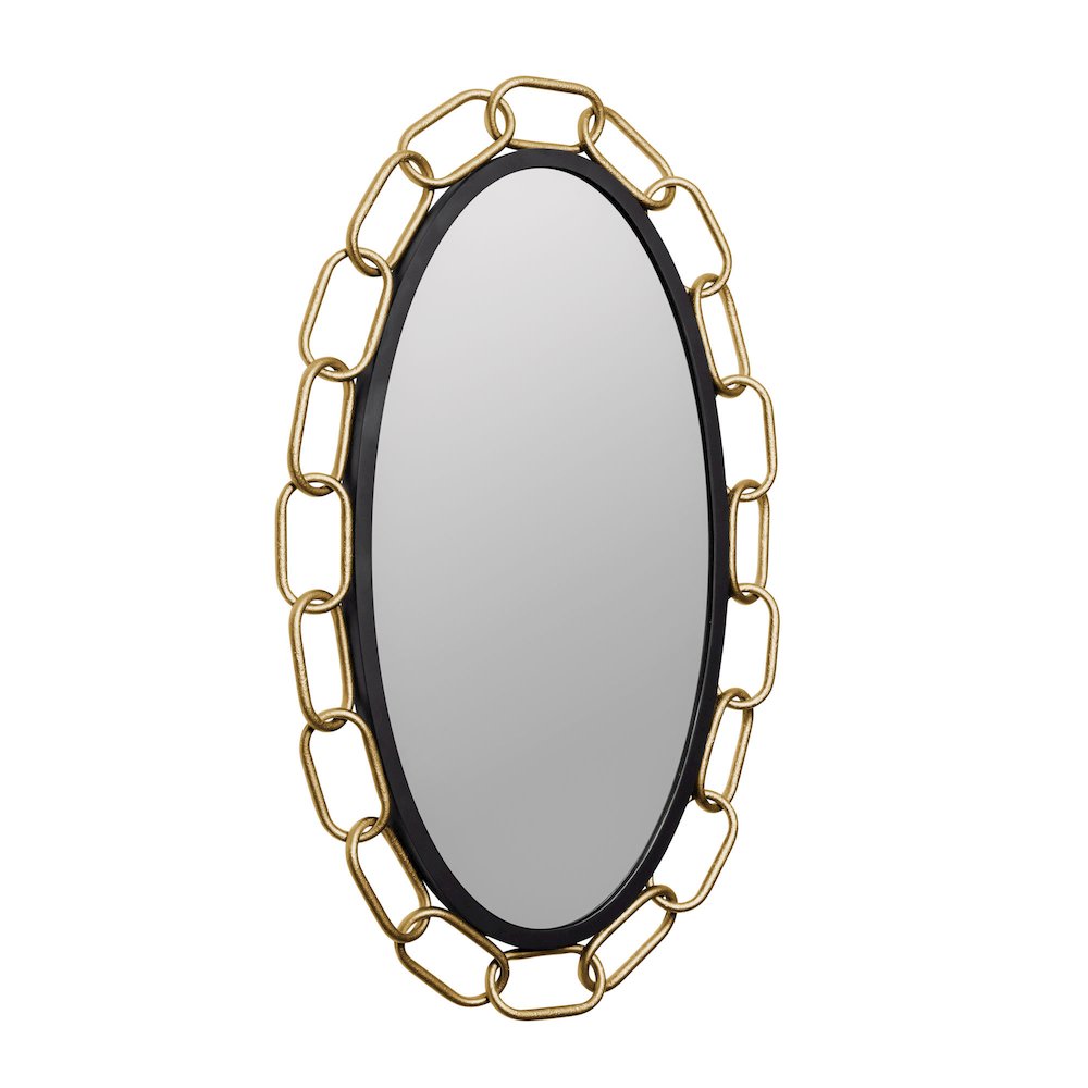 Chains of Love 24x40 Oval Wall Mirror - Matte Black/Textured Gold. Picture 2