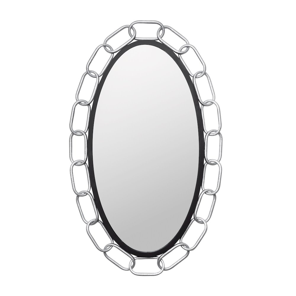 Chains of Love 24x40 Oval Wall Mirror - Matte Black/Textured Silver. Picture 1