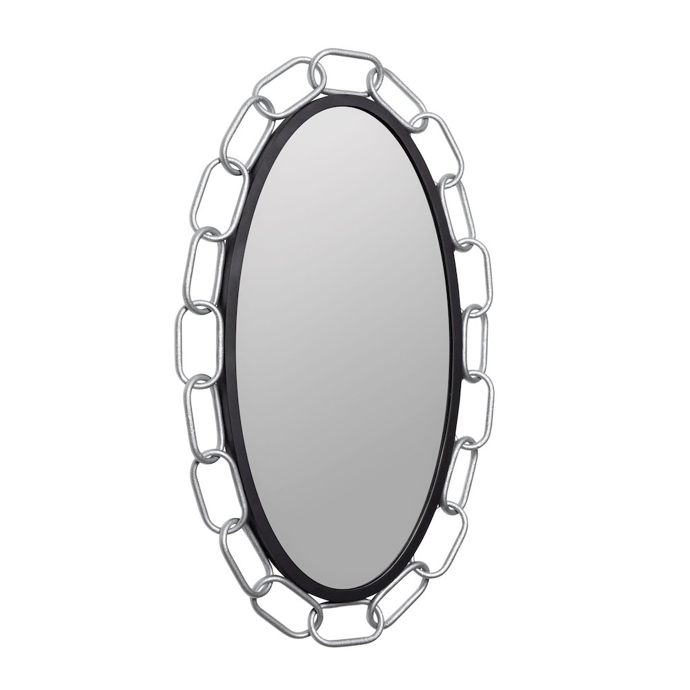Chains of Love 24x40 Oval Wall Mirror - Matte Black/Textured Silver. Picture 2