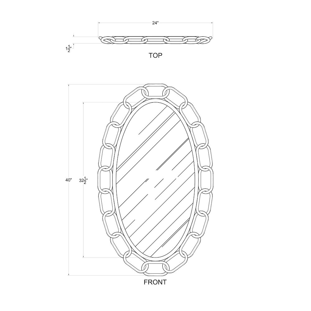 Chains of Love 24x40 Oval Wall Mirror - Matte Black/Textured Silver. Picture 4