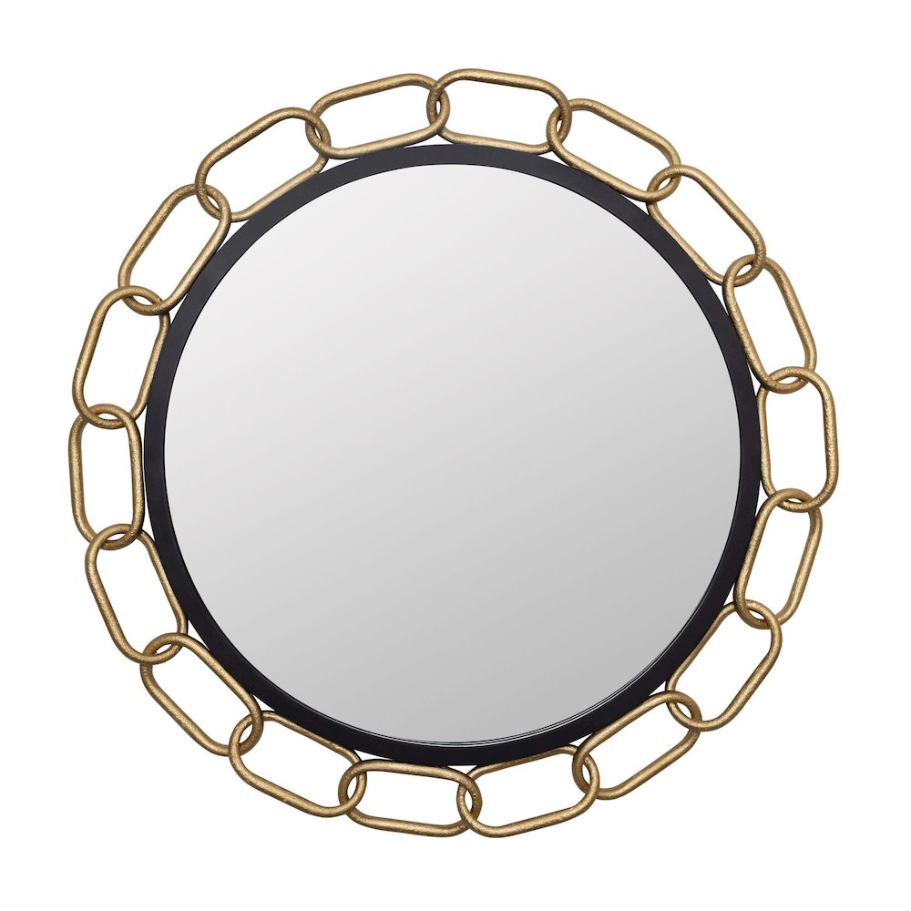 Chains of Love 30-in Round Wall Mirror - Matte Black/Textured Gold. Picture 1