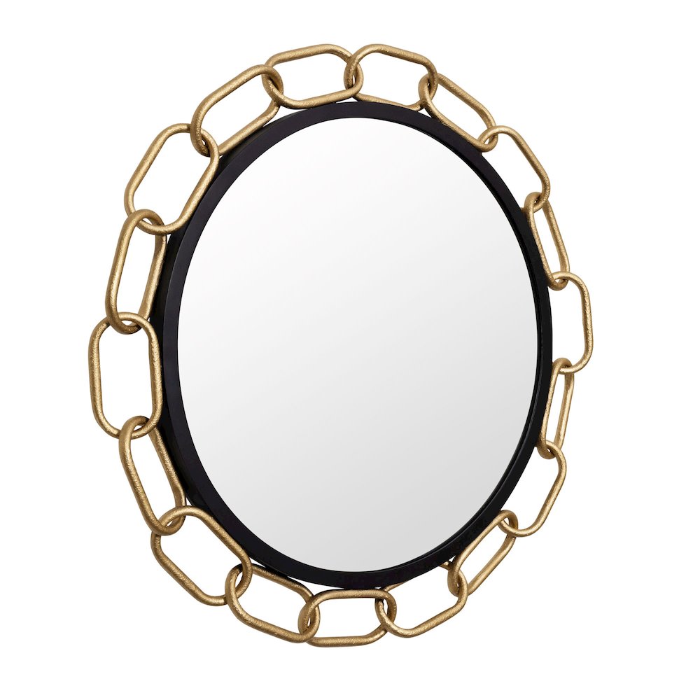 Chains of Love 30-in Round Wall Mirror - Matte Black/Textured Gold. Picture 2