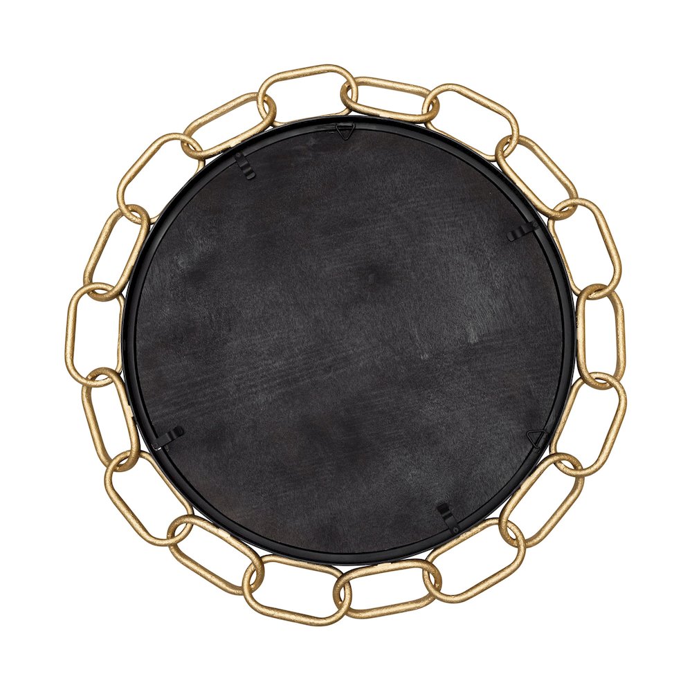 Chains of Love 30-in Round Wall Mirror - Matte Black/Textured Gold. Picture 3