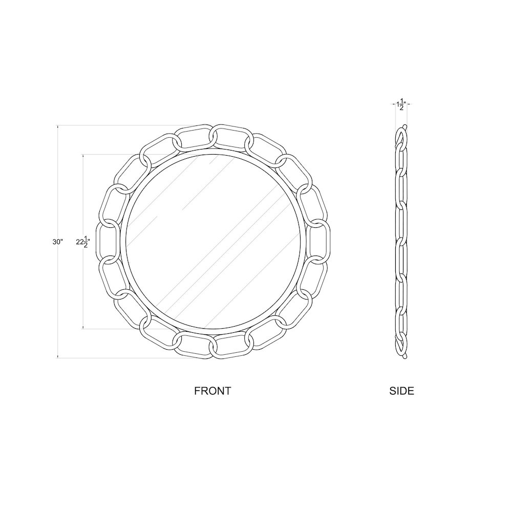 Chains of Love 30-in Round Wall Mirror - Matte Black/Textured Gold. Picture 4