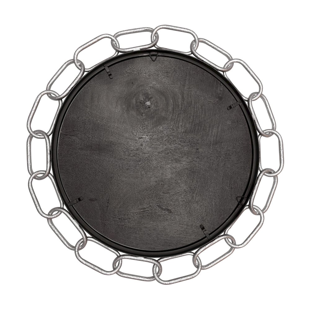 Chains of Love 30-in Round Wall Mirror - Matte Black/Textured Silver. Picture 3