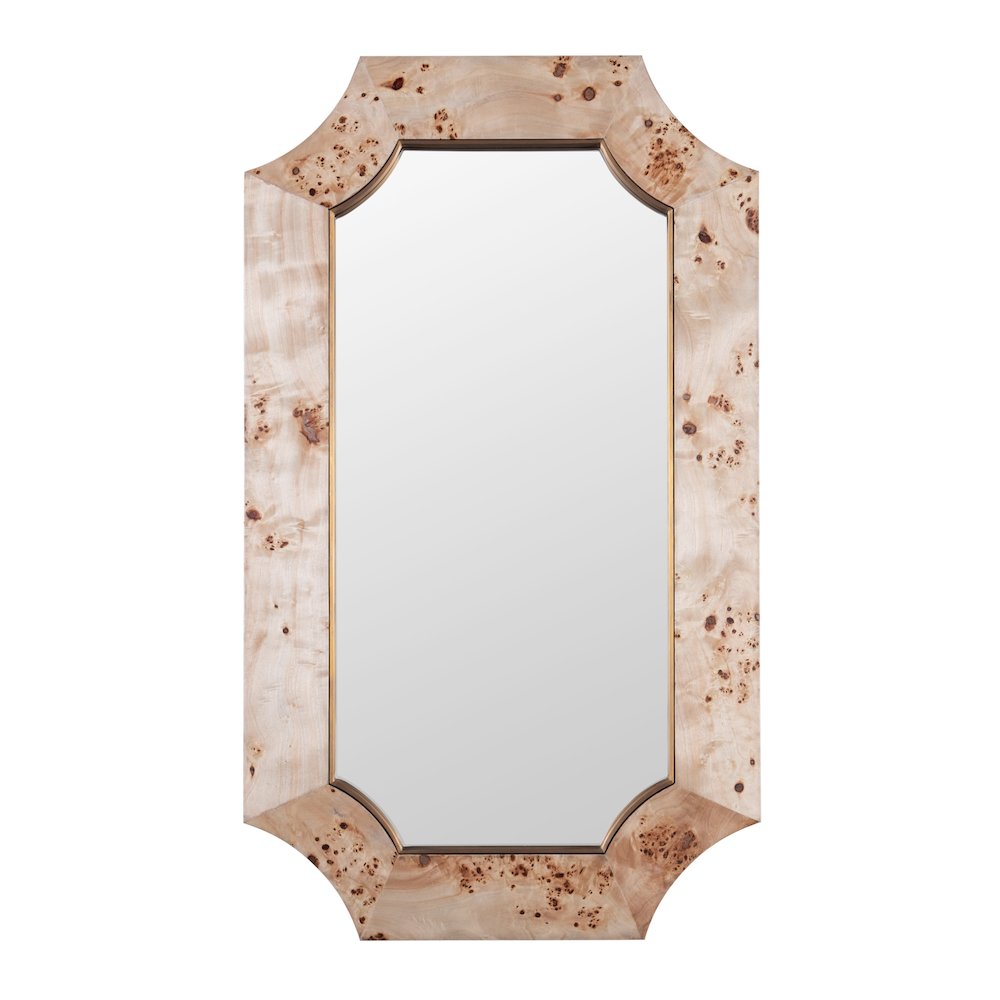 Farra 26x44 Wall Mirror - Poplar Burl/Weathered Brass. Picture 1