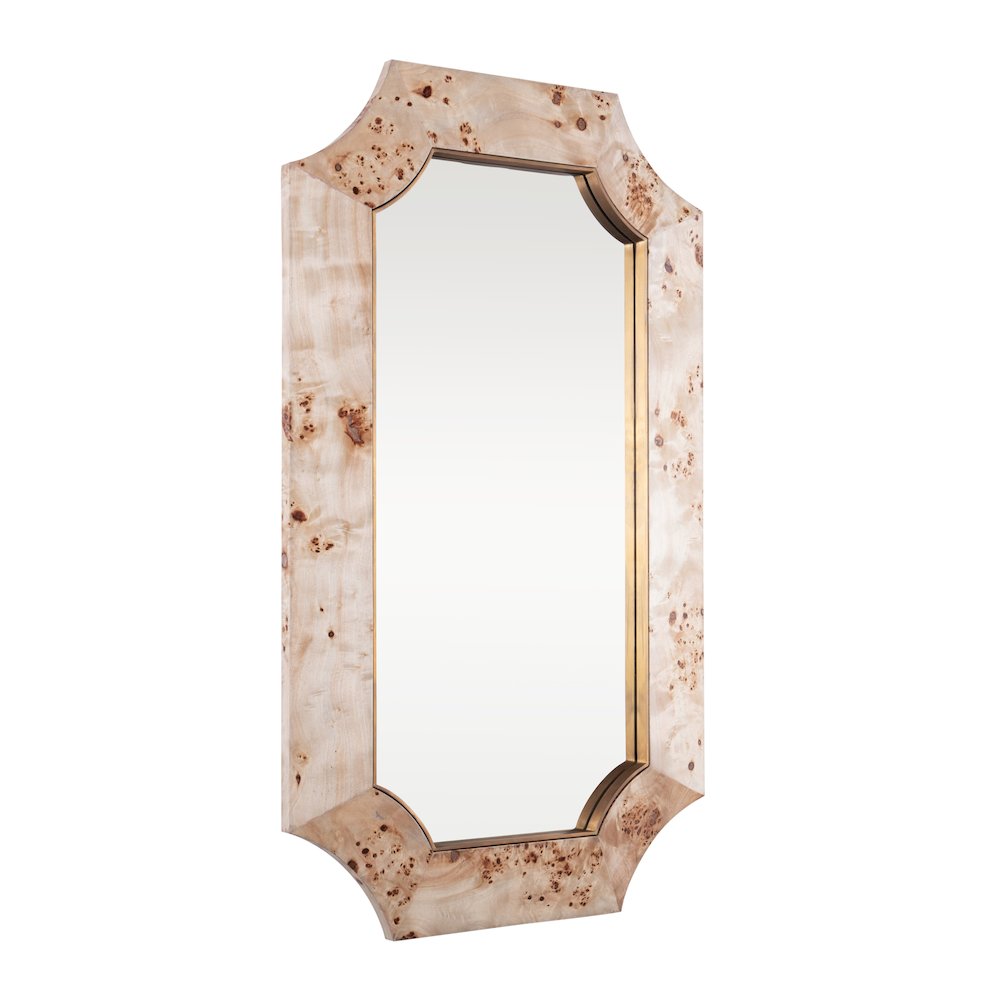 Farra 26x44 Wall Mirror - Poplar Burl/Weathered Brass. Picture 2