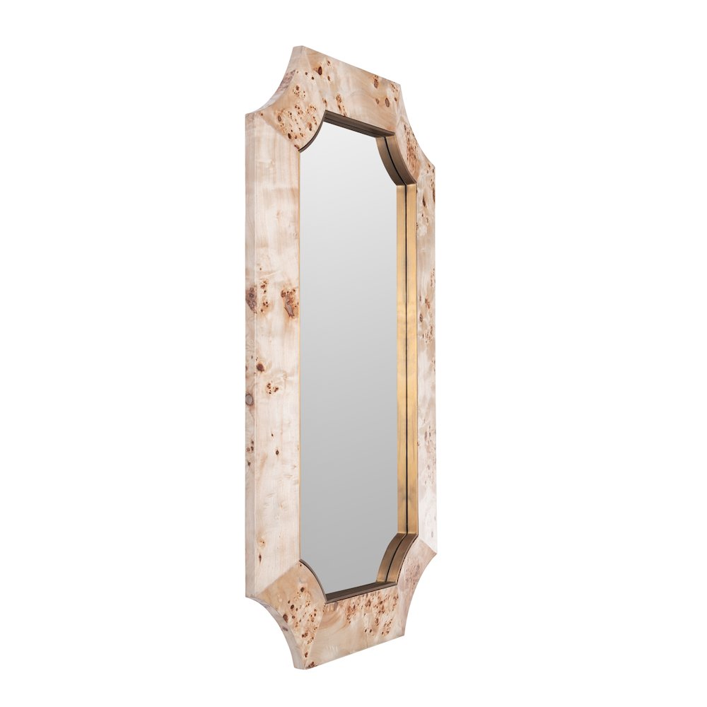 Farra 26x44 Wall Mirror - Poplar Burl/Weathered Brass. Picture 3