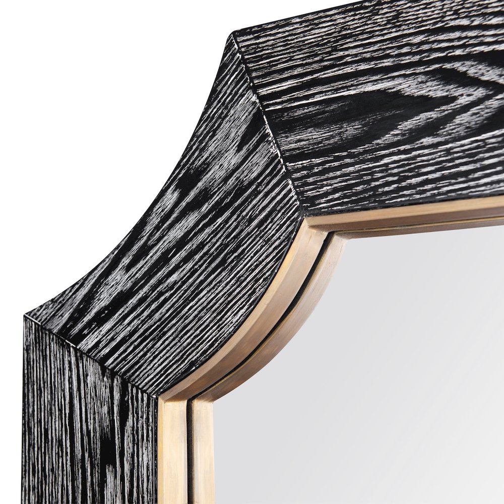 Farra 28x54 Wall Mirror - Cerused Black/Weathered Brass. Picture 5