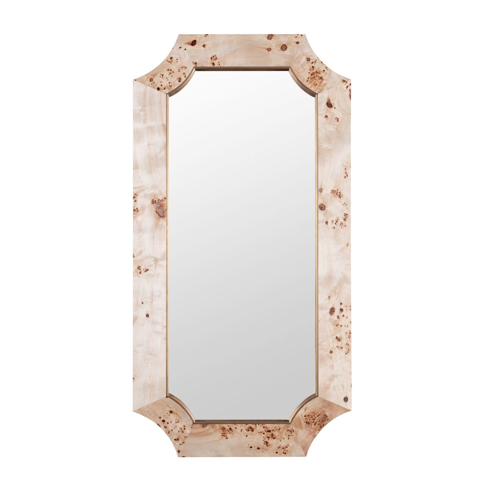 Farra 28x54 Wall Mirror - Poplar Burl/Weathered Brass. Picture 1